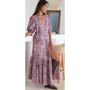 The Fox and the Mermaid Satya Wrap Dress Maxi dress Block print size medium
